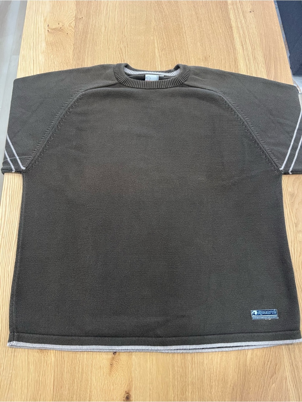 Men's Crewneck Sweater in Olive with Contrast Trim - Picture 8 of 8